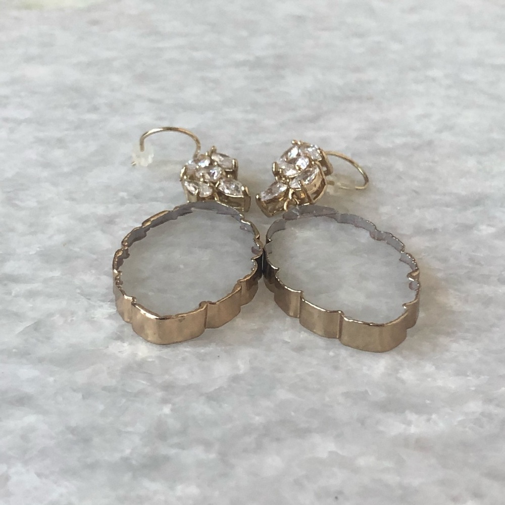 Anthro Drop Earrings - Clear and Gold - Picture 4 of 4